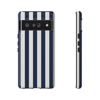 Google Pixel 6 Pro / Glossy Phone Case - Simple Dark Blue & White Stripe Pattern Phone Case