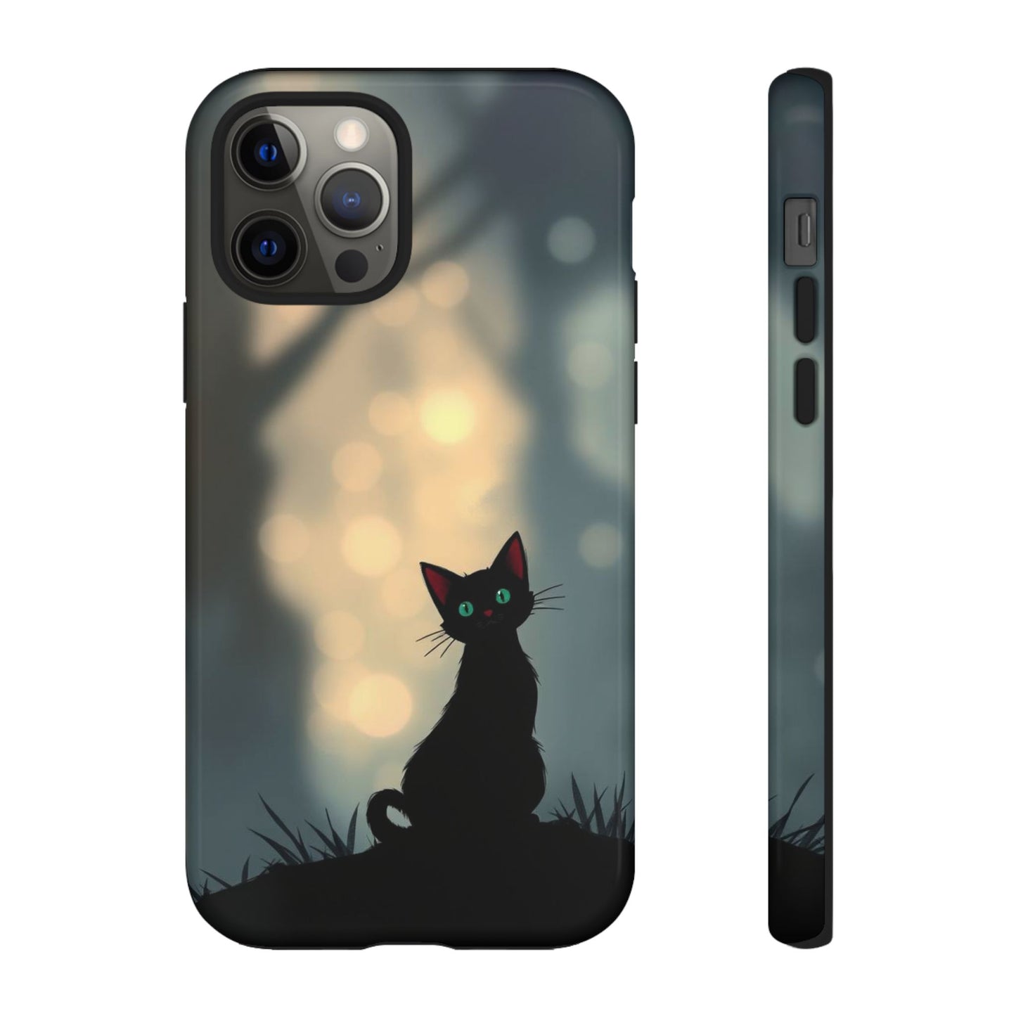 iPhone 12 Pro / Glossy Phone Case - Gothic Cat Design Phone Case