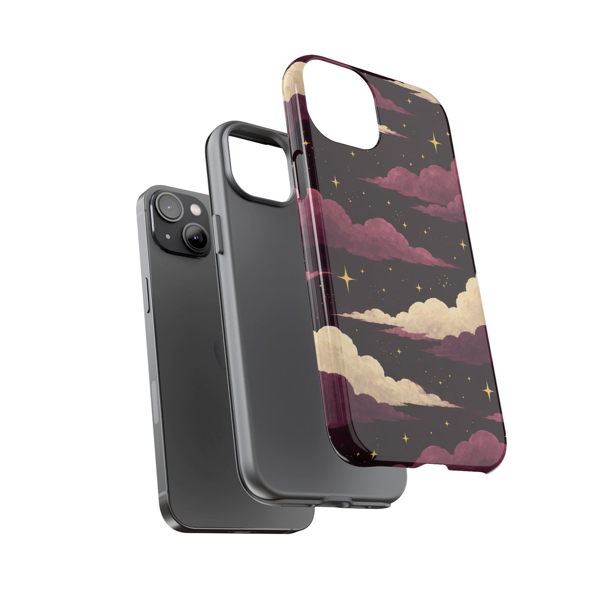 Illustrated Plum Clouds & Stars Phone Case