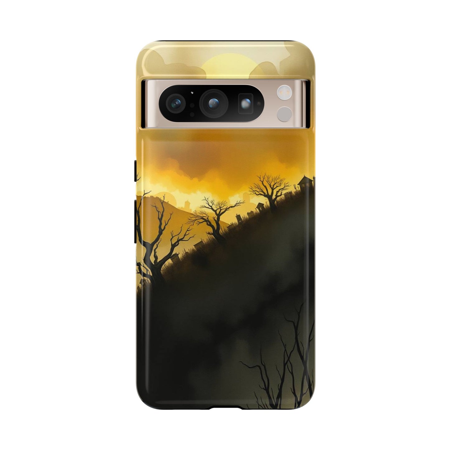 Google Pixel 8 Pro / Glossy Phone Case - Eerie Graveyard Watercolour Design Phone Case