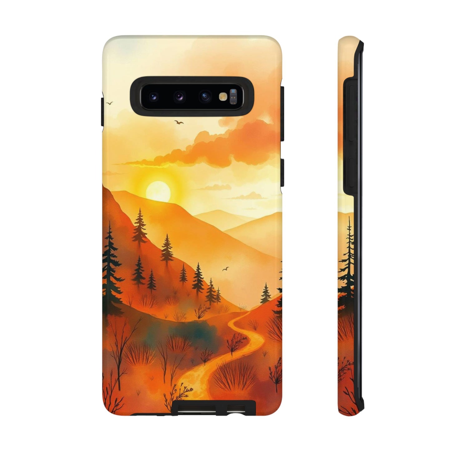 Samsung Galaxy S10 / Glossy Phone Case - Golden Sunset Design Phone Case