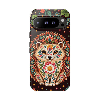Vibrant Terracotta and Teal Calavera Hedgehog Phone Case - Multicolor Phone Case - Google Pixel 9 Pro / Glossy