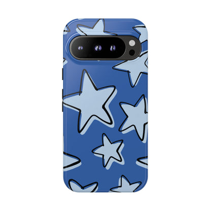 Cobalt Blue Doodle Star Phone Case
