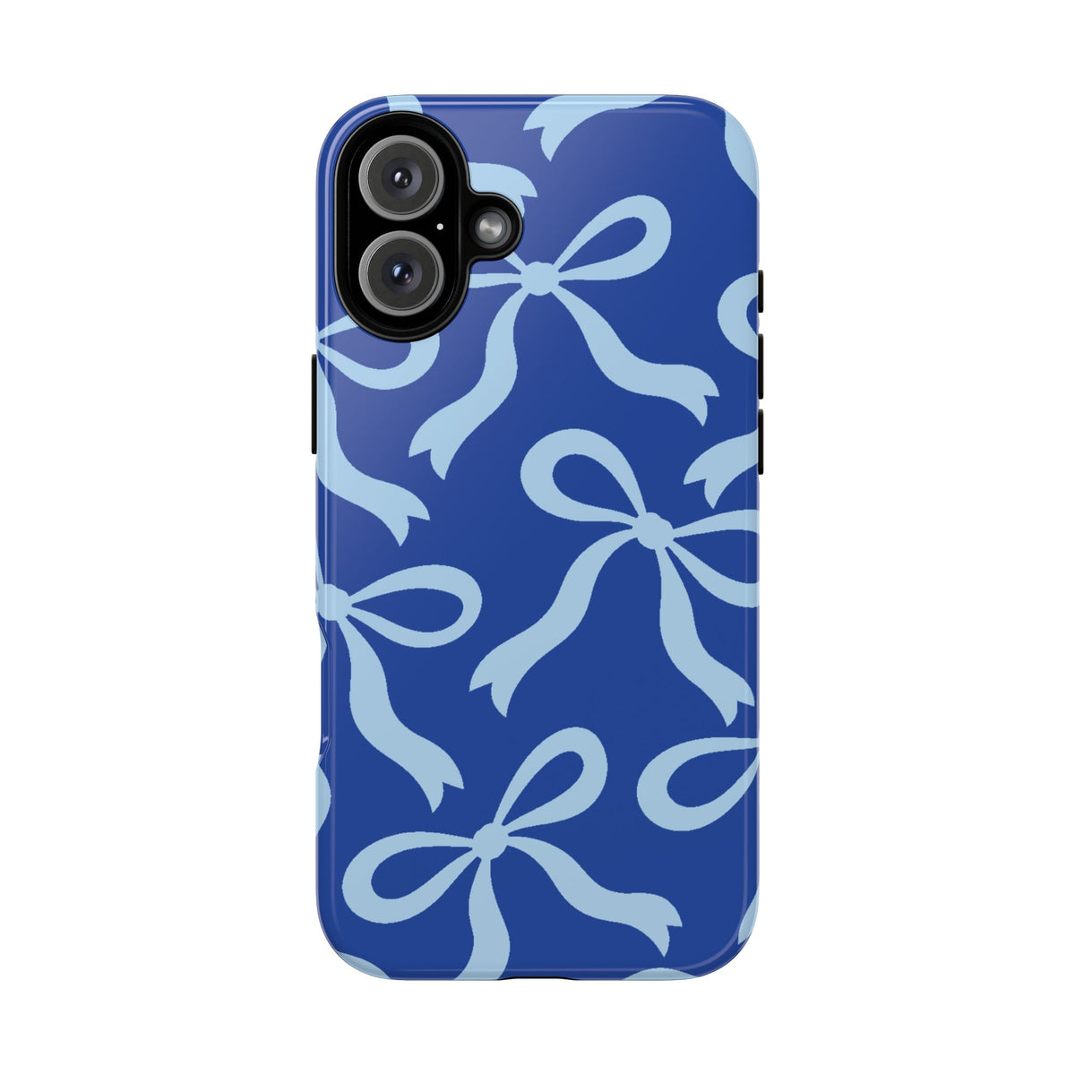 Bold Cobalt Blue and Powder Blue Bow Pattern Phone Case - Blue Phone Case - iPhone 16 Plus / Glossy