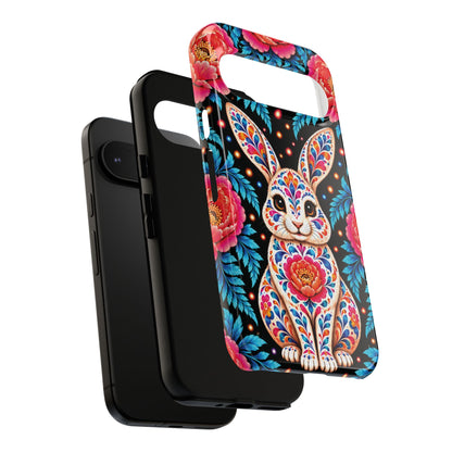 Cute Pink and Turquoise Calavera Bunny Phone Case - Multicolor Phone Case