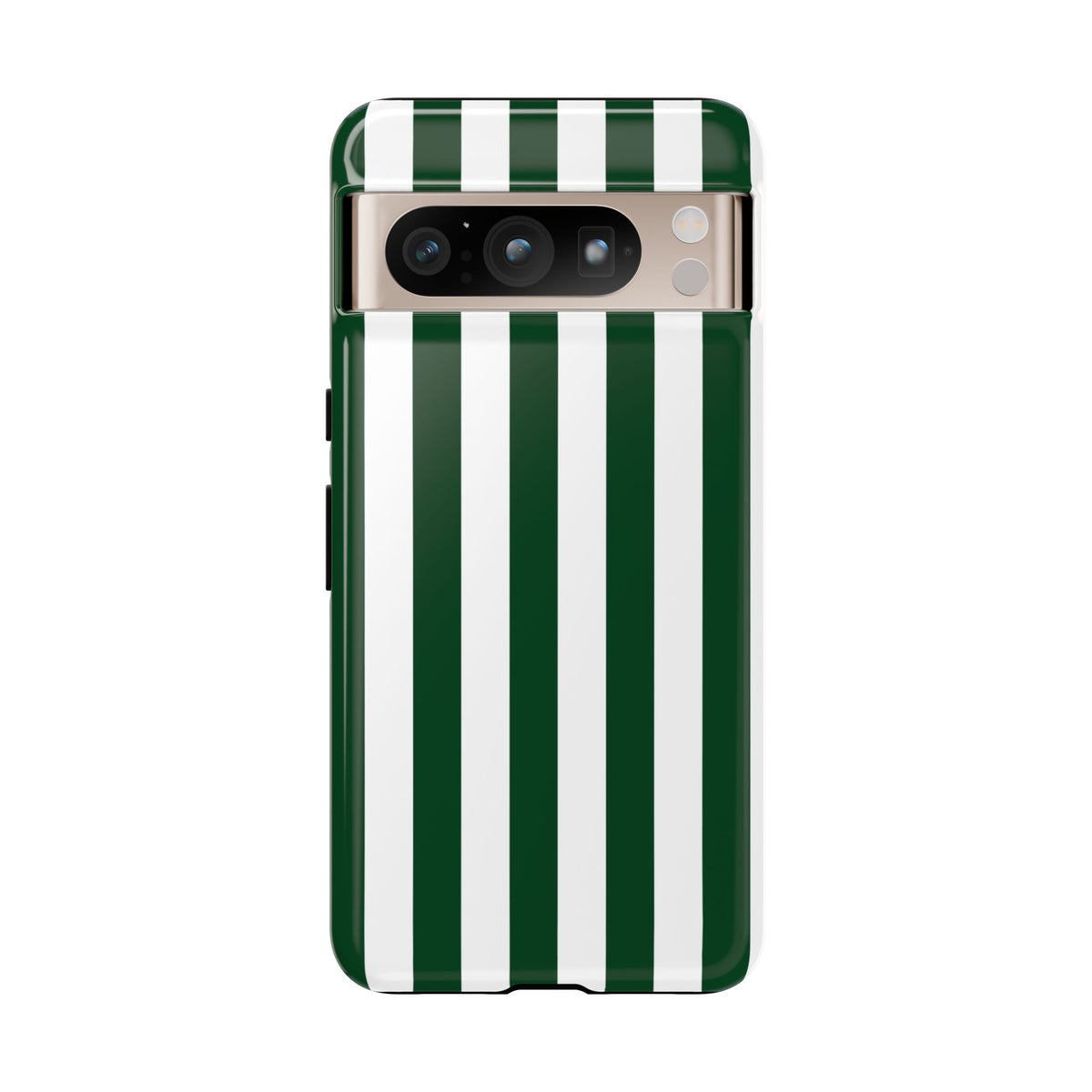 Simple Dark Green & White Stripe Pattern Phone Case - Green Phone Case - Google Pixel 8 Pro / Glossy