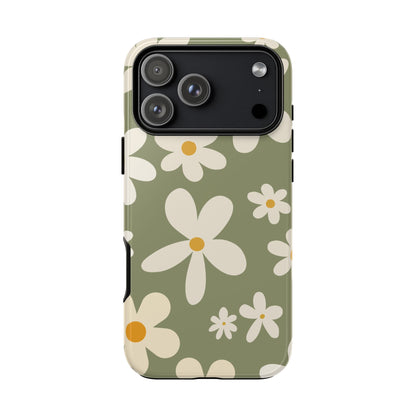 Chic Green Daisy Pattern Phone Case - Green Phone Case - iPhone 18 Pro Max / Glossy