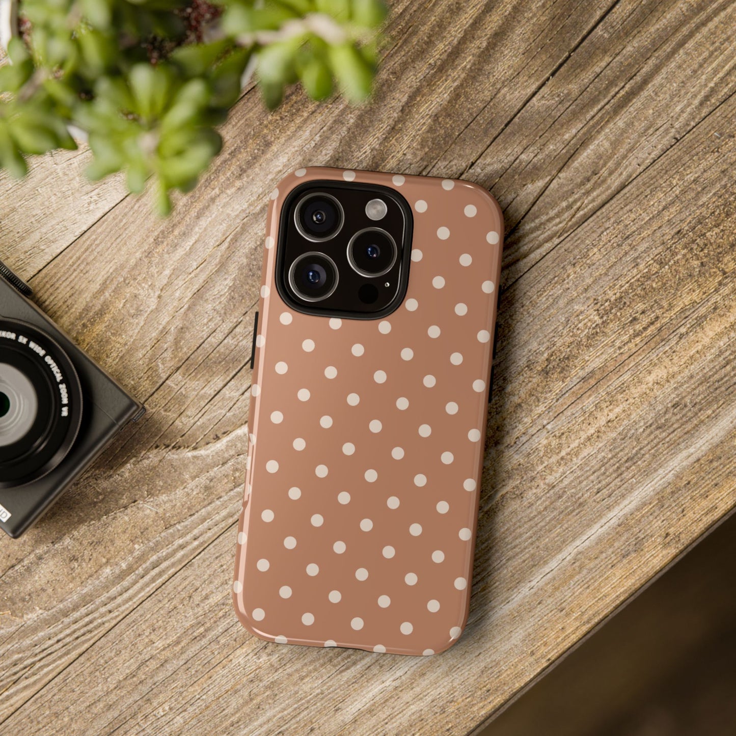 Phone Case - Brown with White Dot Pattern Phone Case