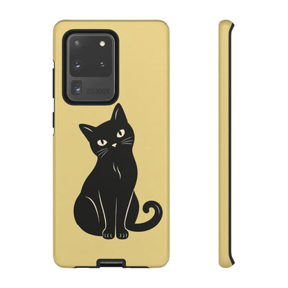 Minimalist Butter Yellow & Black Cat Phone Case