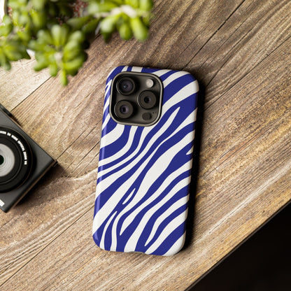 Modern Electric Blue Zebra Print Phone Case