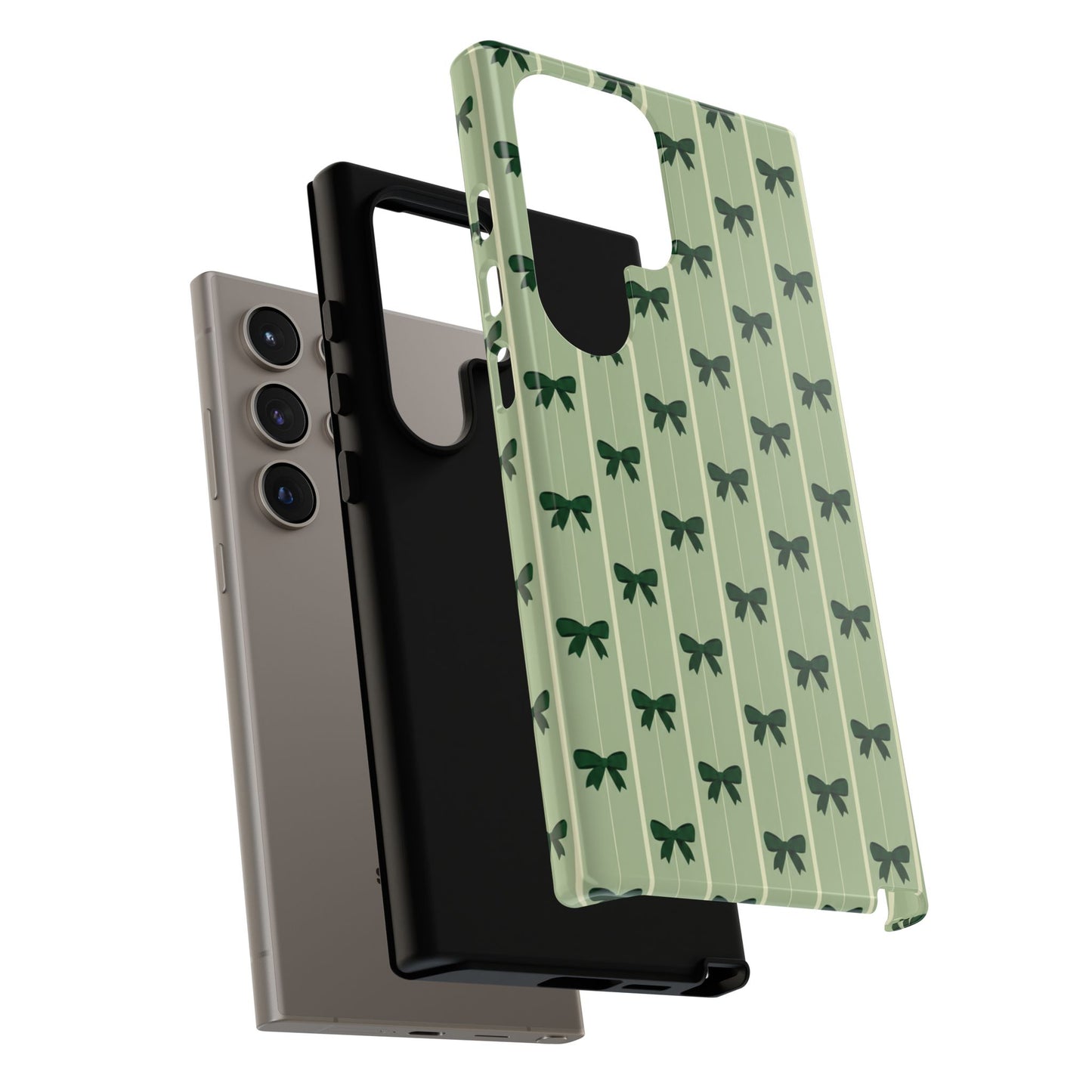 Retro Forest Green Bow Pattern Phone Case
