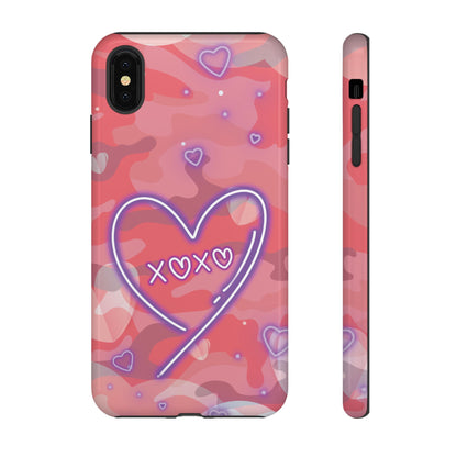 Love Heart Neon Camo Phone Case - Pink Phone Case - iPhone XS MAX / Glossy