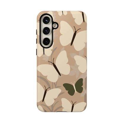 Samsung Galaxy S24 Plus / Glossy Phone Case - Minimalist Beige Butterfly Pattern Phone Case