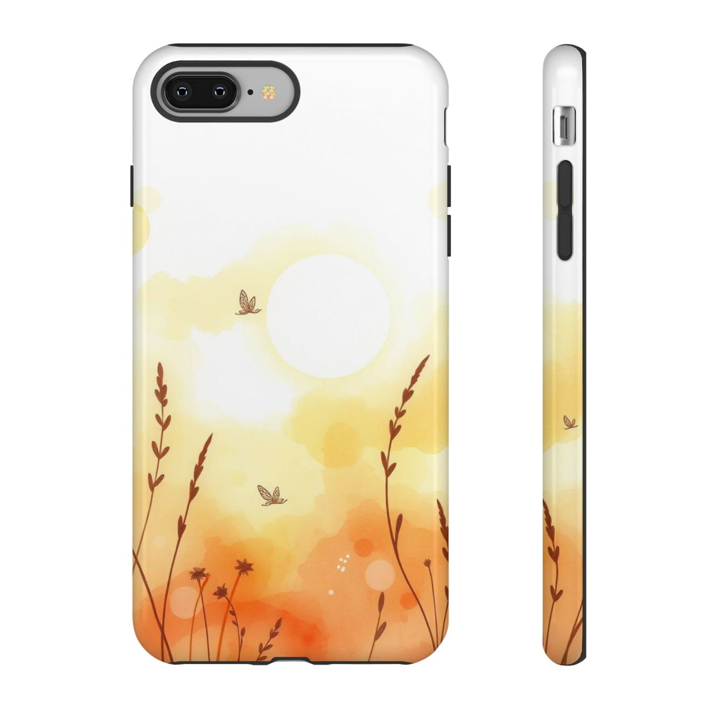 iPhone 8 Plus / Glossy Phone Case - Boho Chic Watercolour Wildflower Pattern Phone Case