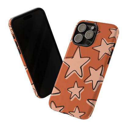 Burnt Orange Doodle Star Phone Case