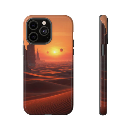 Twin Suns Desert World Sci-fi Phone Case - Orange Phone Case - iPhone 14 Pro Max / Glossy