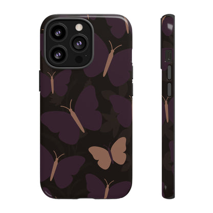 iPhone 13 Pro / Glossy Phone Case - Minimalist Purple Butterfly Pattern Phone Case