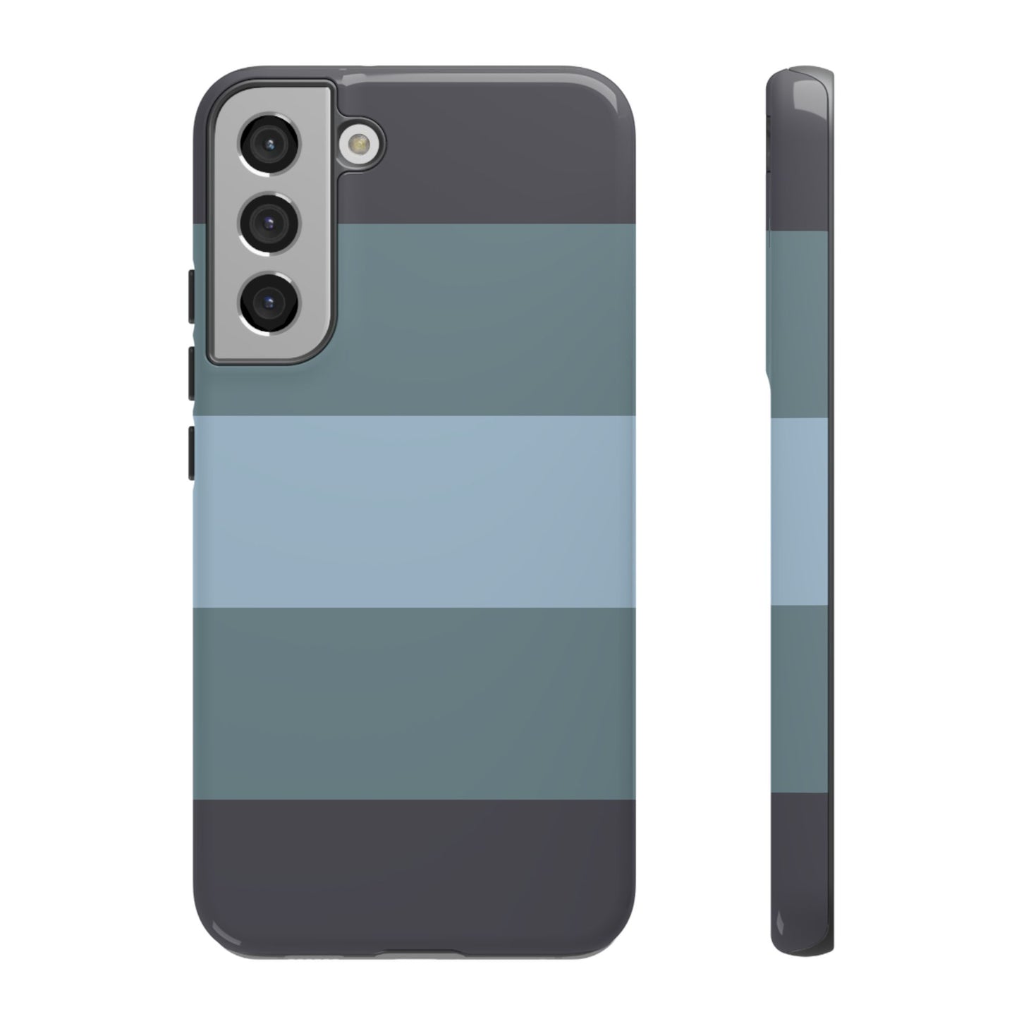 Samsung Galaxy S22 Plus / Glossy Phone Case - Shades of Blue Horizontal Stripe Pattern Phone Case