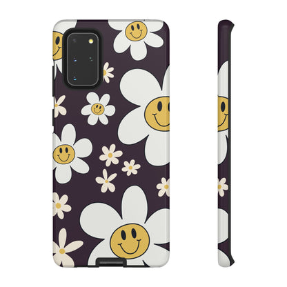 Fun Retro Daisy Pattern with Purple Background Phone Case - Purple Phone Case - Samsung Galaxy S20+ / Glossy