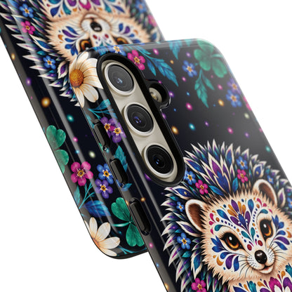 Vibrant Purple and Teal Calavera Hedgehog Phone Case - Multicolor Phone Case