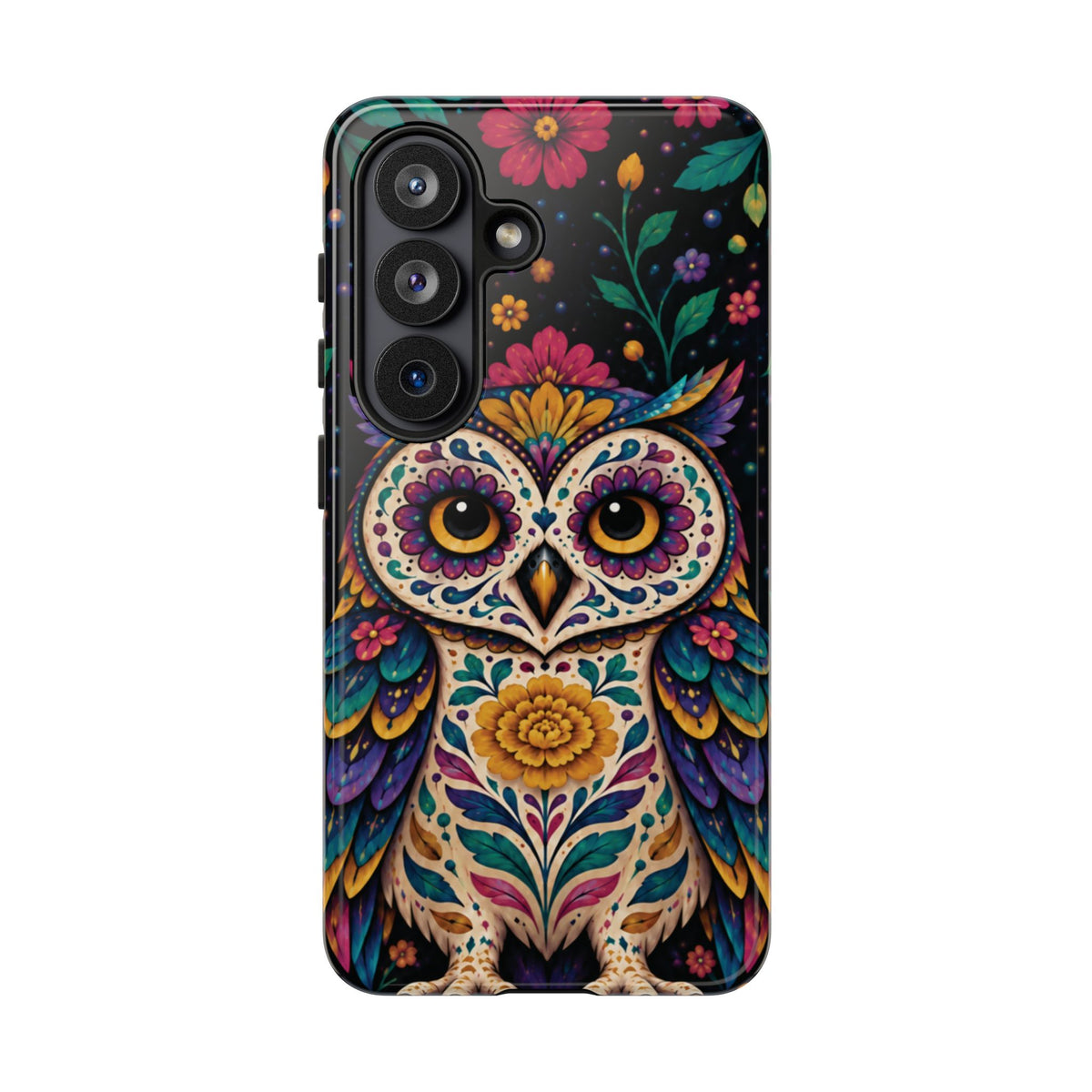 Vibrant Purple and Teal Calavera Owl Phone Case - Multicolor Phone Case - Samsung Galaxy S26 / Glossy