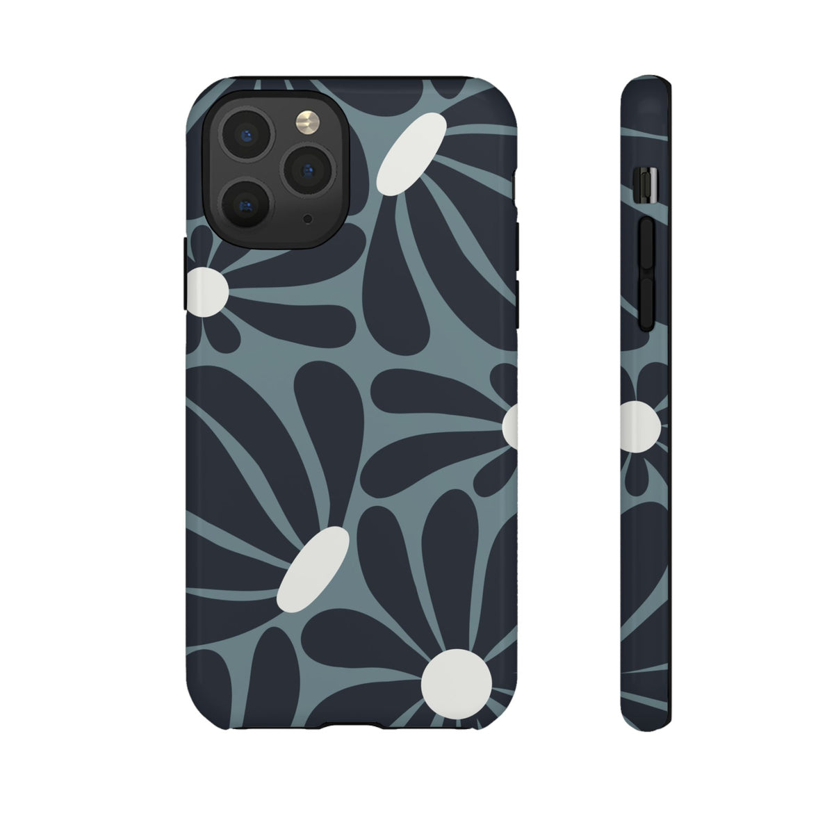Retro Navy Blue & White Daisy Pattern Phone Case - Blue Phone Case - iPhone 11 Pro / Glossy