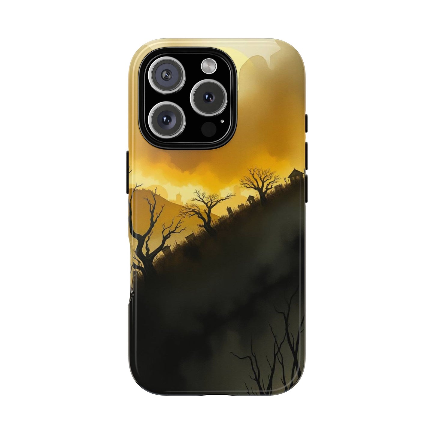 iPhone 16 Pro / Glossy Phone Case - Eerie Graveyard Watercolour Design Phone Case