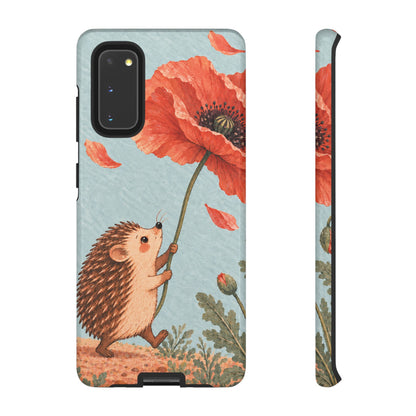 Whimsical Pale Blue Hedgehog and Poppy Phone Case - Blue Phone Case - Samsung Galaxy S20 / Glossy