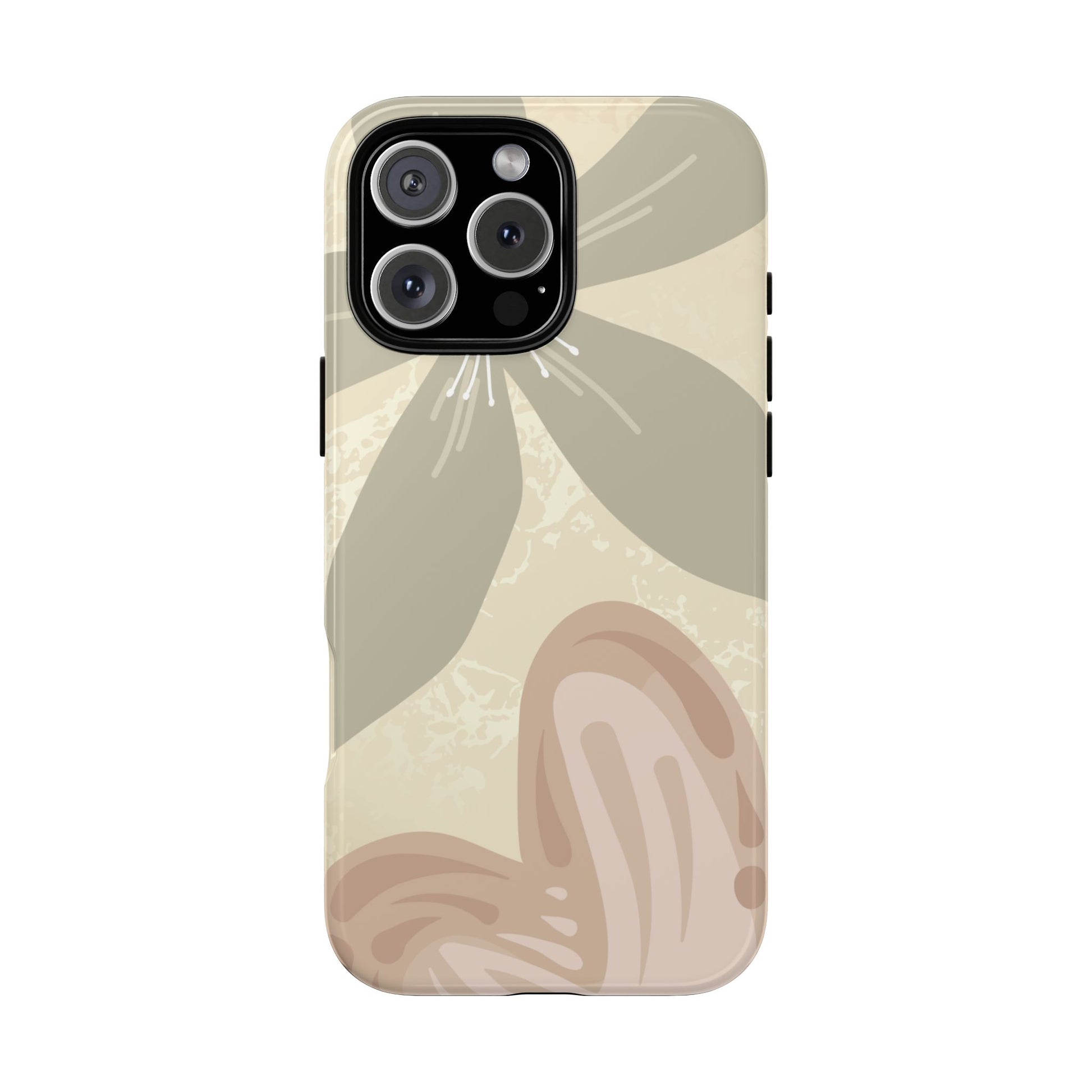 Hibiscus Heart Pattern Phone Case - Beige Phone Case - iPhone 16 Pro Max / Glossy