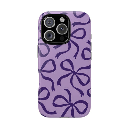 Bold Lilac and Deep Purple Bow Pattern Phone Case