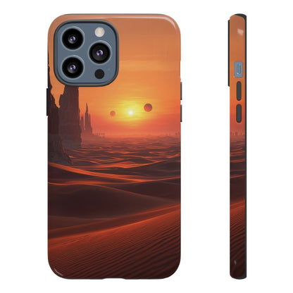 Twin Suns Desert World Sci-fi Phone Case - Orange Phone Case - iPhone 13 Pro Max / Glossy