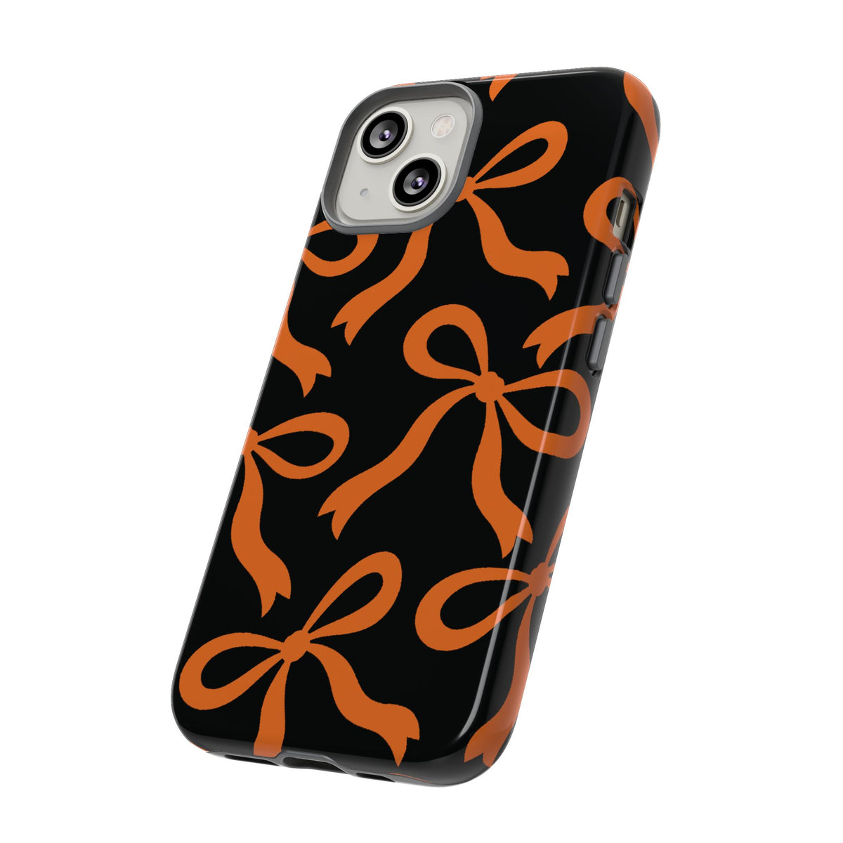 Bold Black and Burnt Orange Bow Pattern Phone Case - Black Phone Case