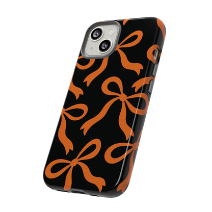 Bold Black and Burnt Orange Bow Pattern Phone Case - Black Phone Case