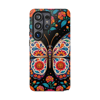 Vibrant Orange and Turquoise Calavera Butterfly Phone Case - Multicolor Phone Case - Samsung Galaxy S26 Ultra / Glossy