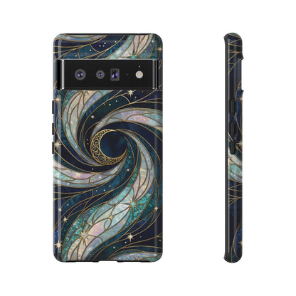 Elegant Navy & Teal Celestial Swirl Phone Case