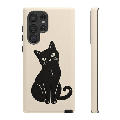 Minimalist Cream & Black Cat Phone Case