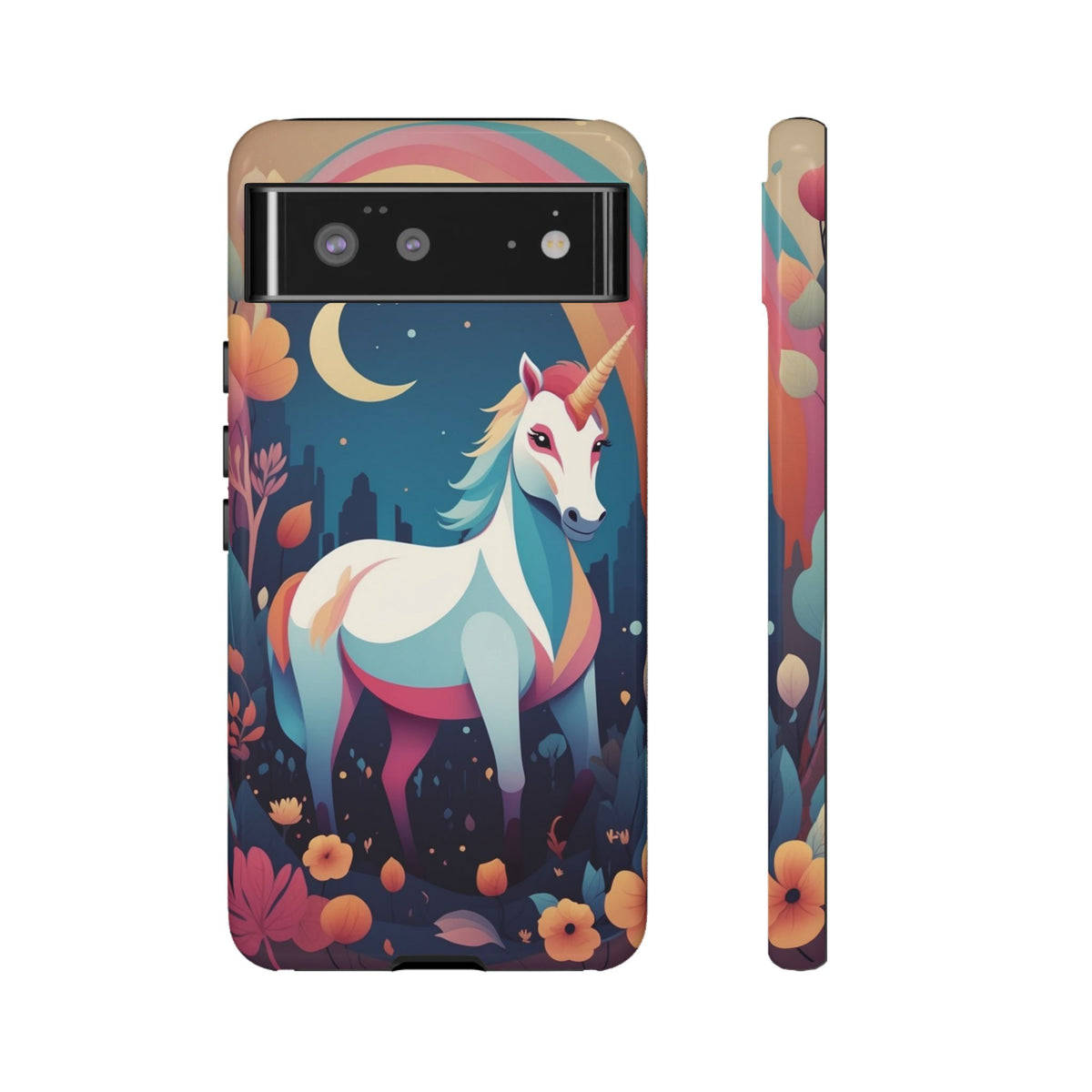 Stylised Unicorn & Rainbow Design Phone Case - Multicolor Phone Case - Google Pixel 6 / Glossy