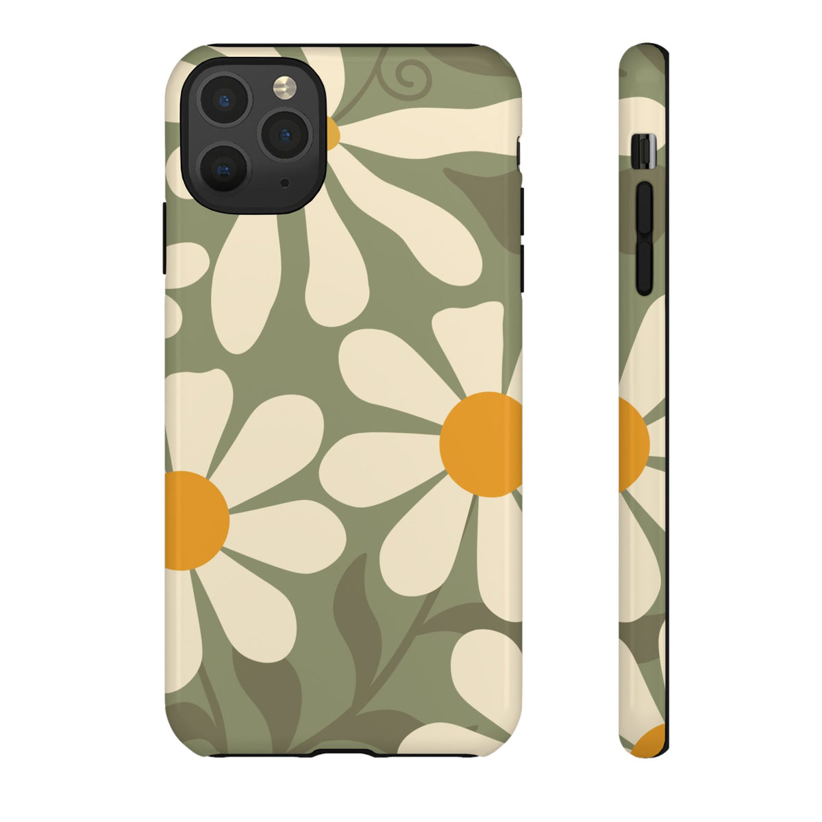 Retro Green Daisy Pattern #2 Phone Case - Green Phone Case - iPhone 11 Pro Max / Glossy