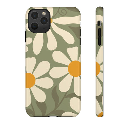 Retro Green Daisy Pattern #2 Phone Case - Green Phone Case - iPhone 11 Pro Max / Glossy