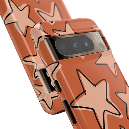 Burnt Orange Doodle Star Phone Case