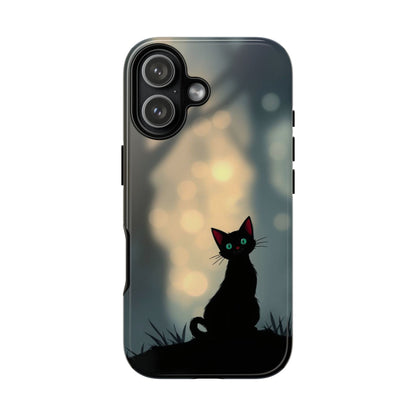 iPhone 17 / Glossy Phone Case - Gothic Cat Design Phone Case