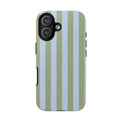 Trendy Ice Blue & Green Stripe Pattern Phone Case - Blue Phone Case - iPhone 17 / Glossy