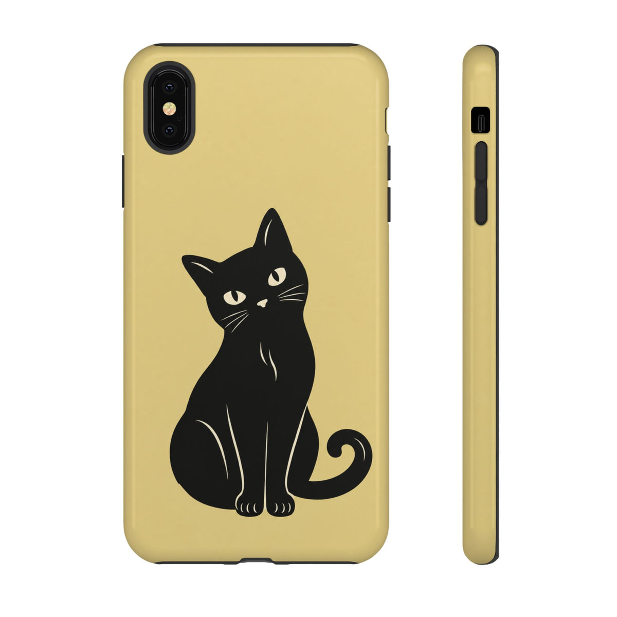 Minimalist Butter Yellow & Black Cat Phone Case