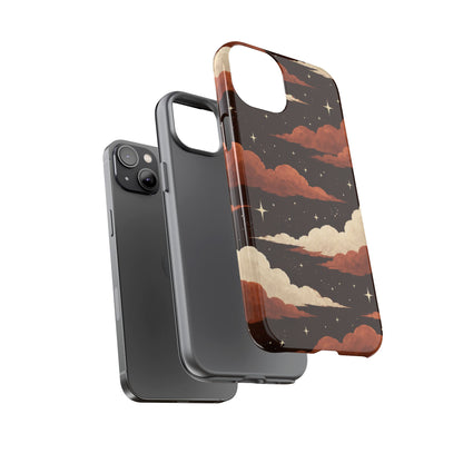 Illustrated Burnt Orange Clouds & Stars Phone Case
