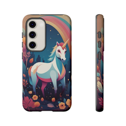 Samsung Galaxy S23 / Glossy Phone Case - Stylised Unicorn & Rainbow Design Phone Case