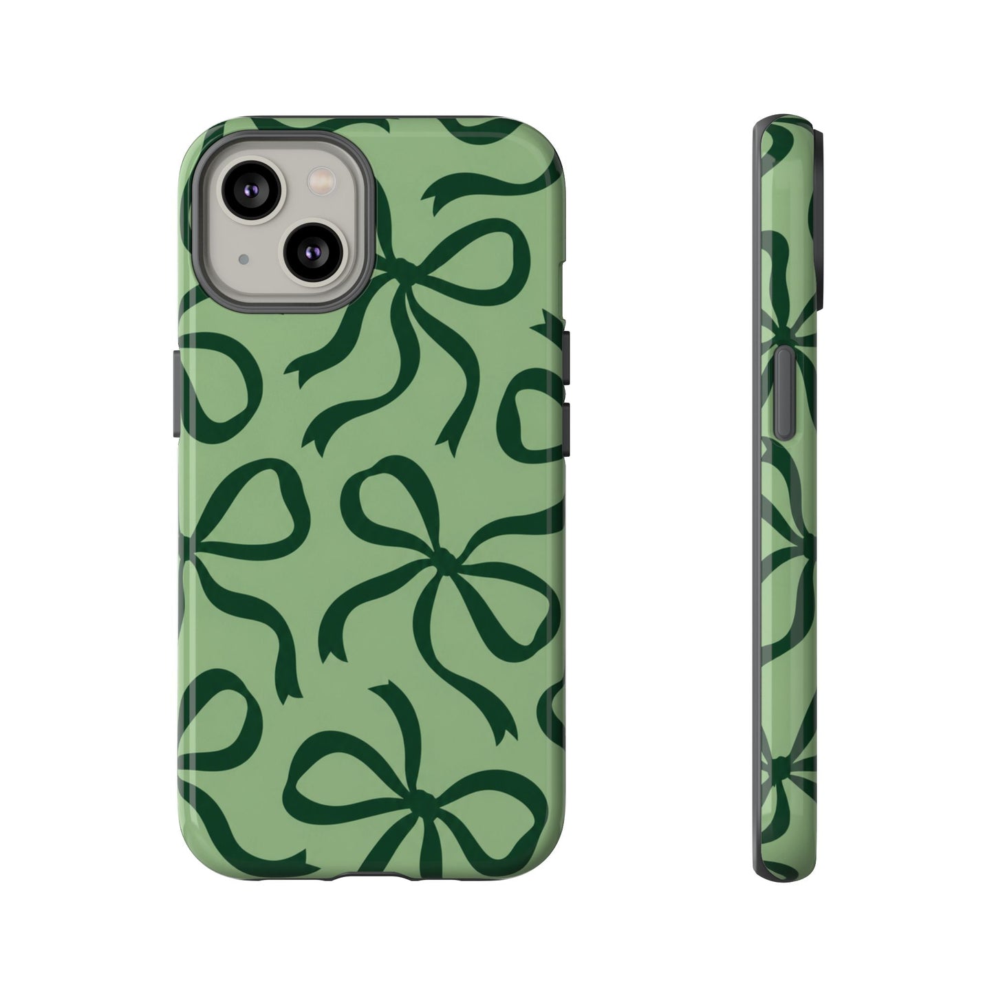 Bold Sage Green and Forest Green Bow Pattern Phone Case