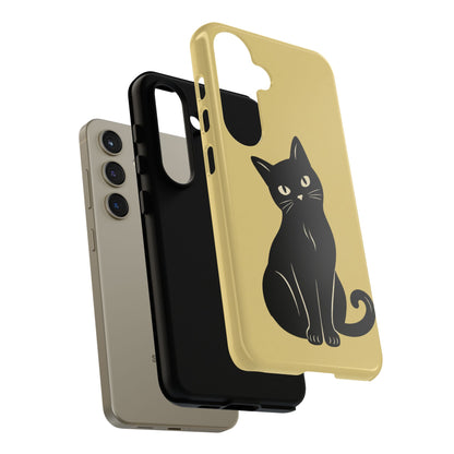 Minimalist Butter Yellow & Black Cat Phone Case