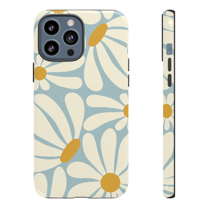 Retro Light Blue Daisy Pattern Phone Case - Blue Phone Case - iPhone 13 Pro Max / Glossy