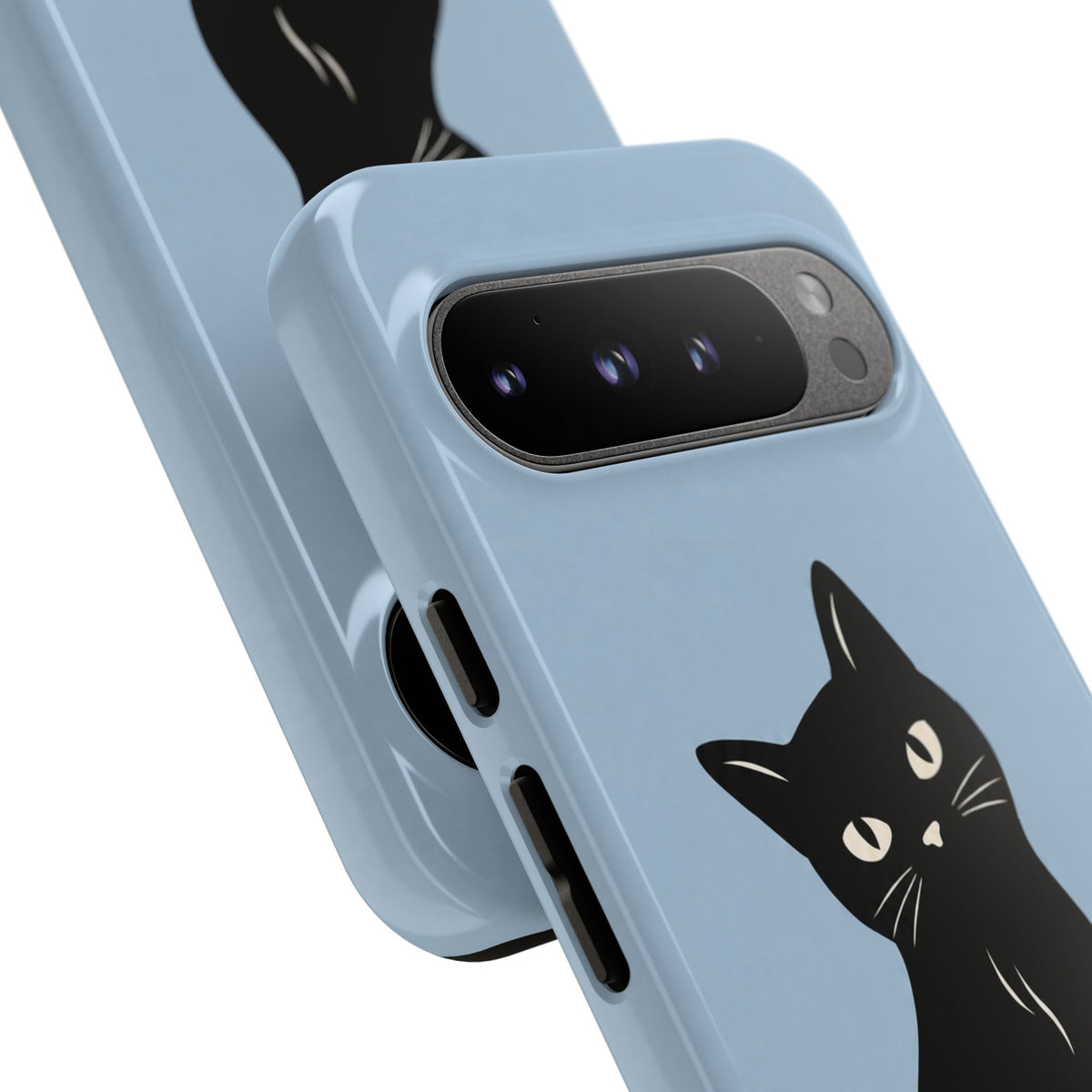 Minimalist Powder Blue & Black Cat Phone Case