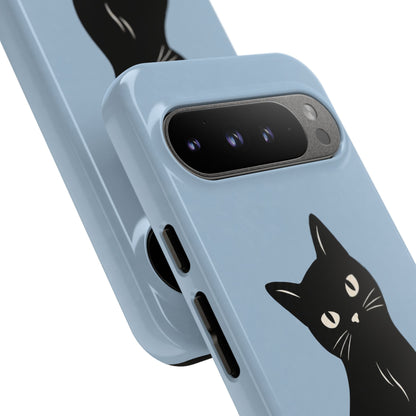 Minimalist Powder Blue & Black Cat Phone Case